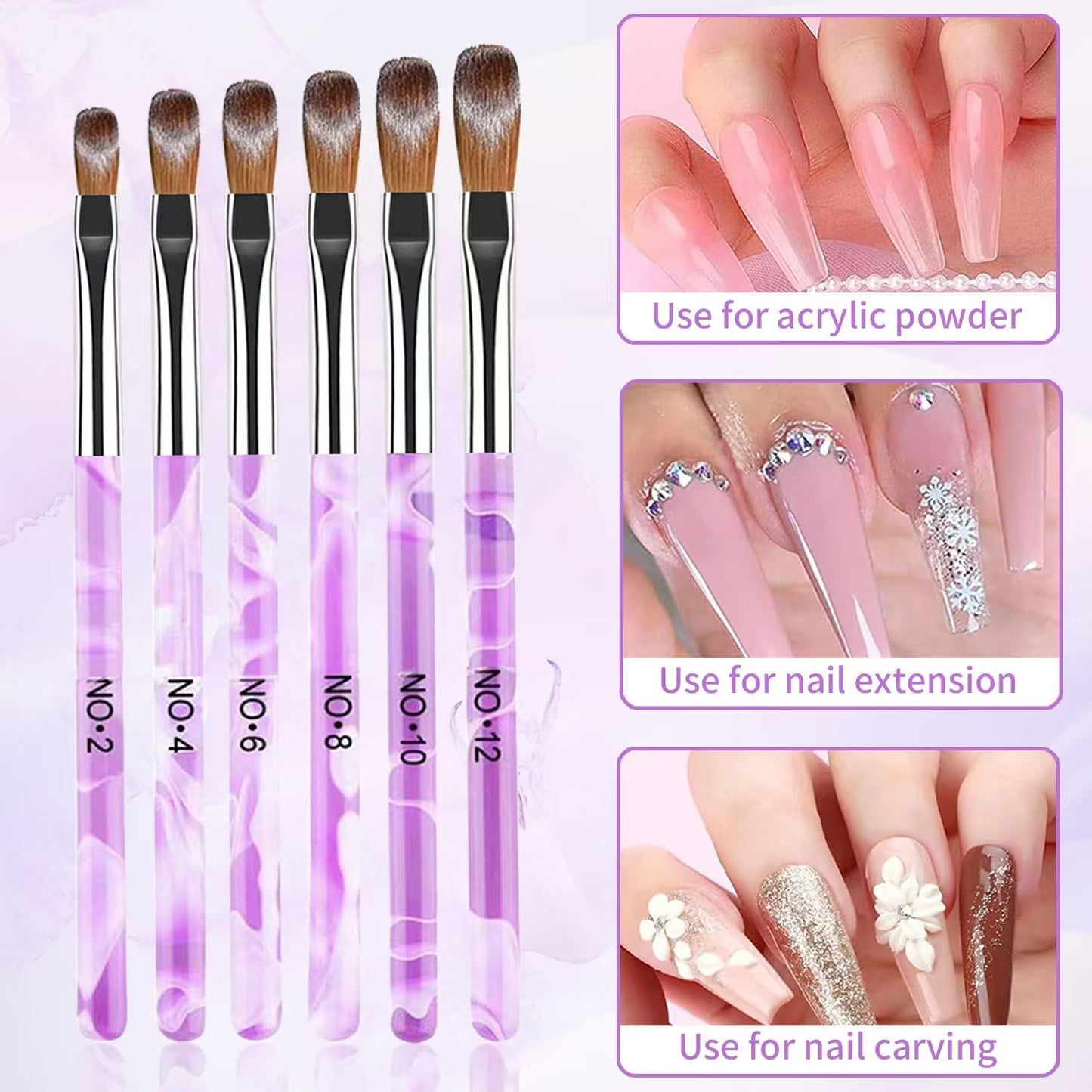 28Pcs Purple Nail Art Brush Set, Acrylic Nail Brushes, Gel Nail Brush, Nail Dotting & Liner Tool, Nail Dust Brush, Professional Manicure Tool Kit for Acrylic Powder Application, Sculpting & Cleaning