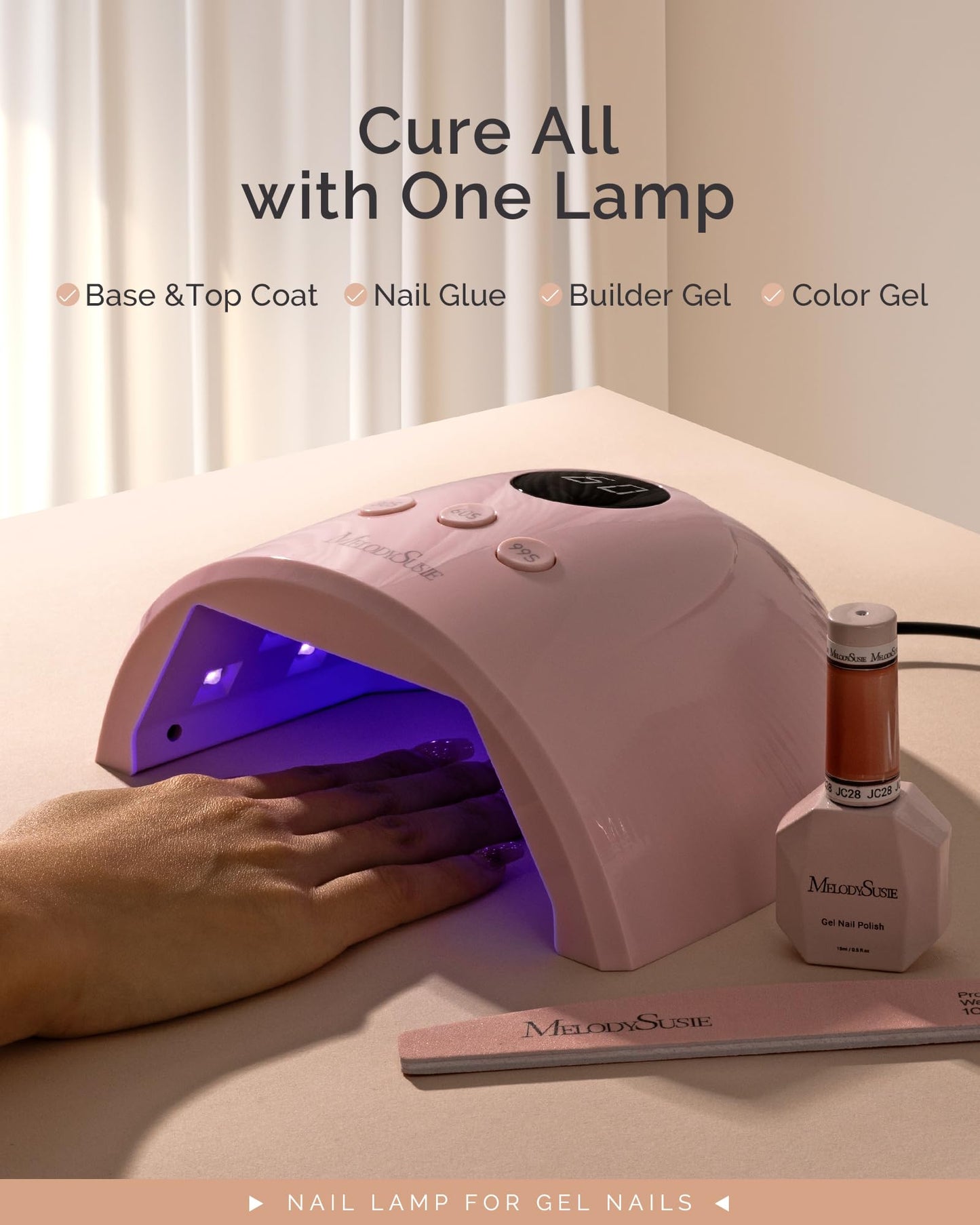 MelodySusie UV Nail Lamp, Plus30F UV Light for Gel Nails LED Nail Dryer with 3 Timer Short Almond Nail Tips - 600Pcs Clear Acrylic