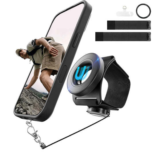 Running Phone Armband&Wristband Holder, Upgraded N52 Magnetic Telescopic Anti-Drop Lanyard, 360° Rotatable Strap for iPhone Samsung Android