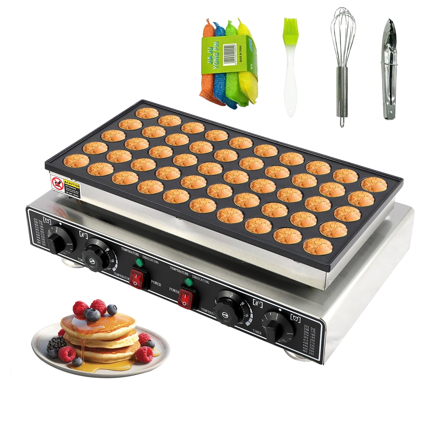 50 PCS Mini Pancakes Maker Machine,110V Mini Dutch Pancake Maker,1800W Commercial Electric Nonstick Waffle Maker Machine for Home and Restaurants