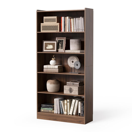 LITTLE TREE 72-Inch Tall Bookcase, 6-Tier Wooden Large Bookshelf, Wide Bookcase Bookshelves, Freestanding Modern Display Shelving Unit for Living Room, Bedroom, Office, Rustic Brown
