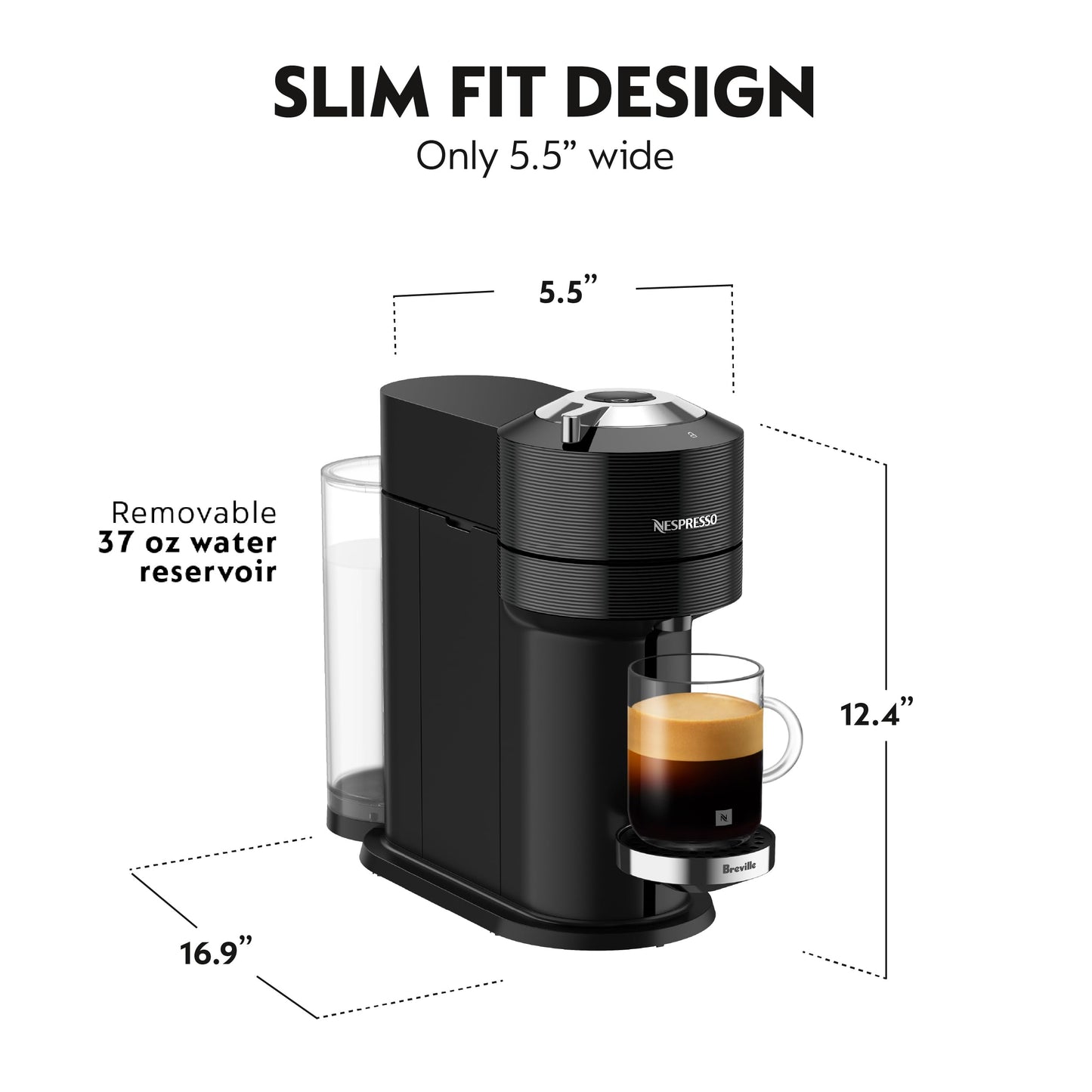 Nespresso Vertuo Next Premium Coffee and Espresso Maker by Breville with Aeroccino Milk Frother