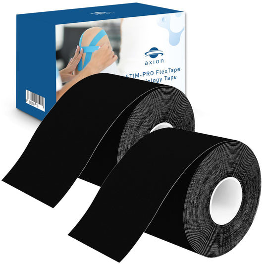 Kinesiology Tapes 2 Uncut Rolls Black | Waterproof • Skin-Friendly • Elastic • Self-Adhesive Fitness Bandage | Physio Tape Ideal for Sports & Everyday Use - axion