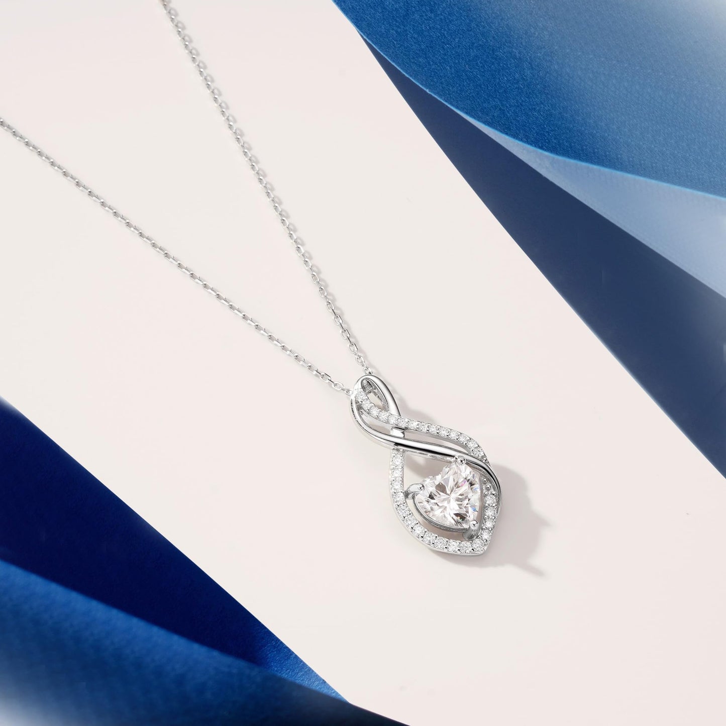 MOOSEA Moissanite Wedding Bands for Women, 14K White Gold Plated Moissanite Necklaces for Women Silver Pendant Necklace Cross Ring Anniversary Jewelry Gifts