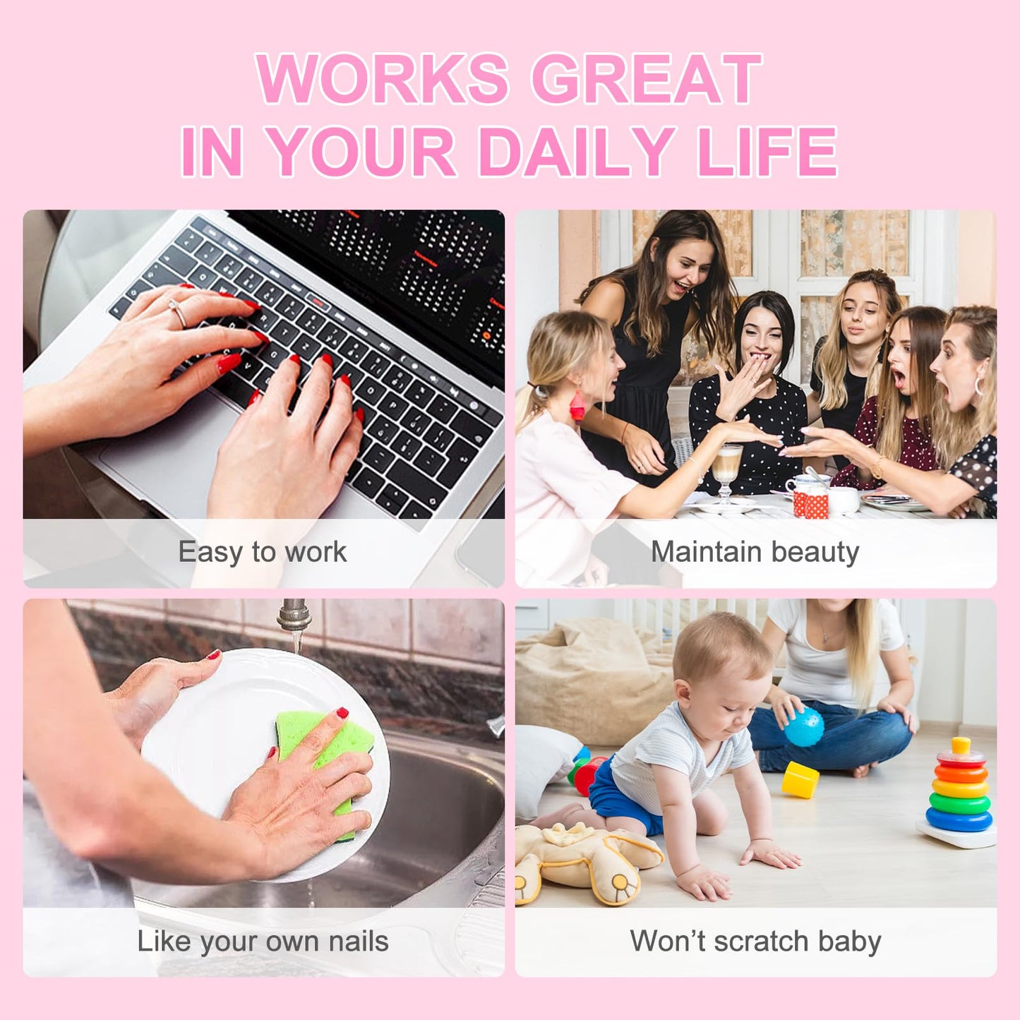 24pcs Metallic Mirror False Fake Nails With Design Short For Office Ladies Student Daily Wear, Full Cover 3D Bling Luxury Artificial Nails Press On Rhinestone Crystal For Wedding Bridal