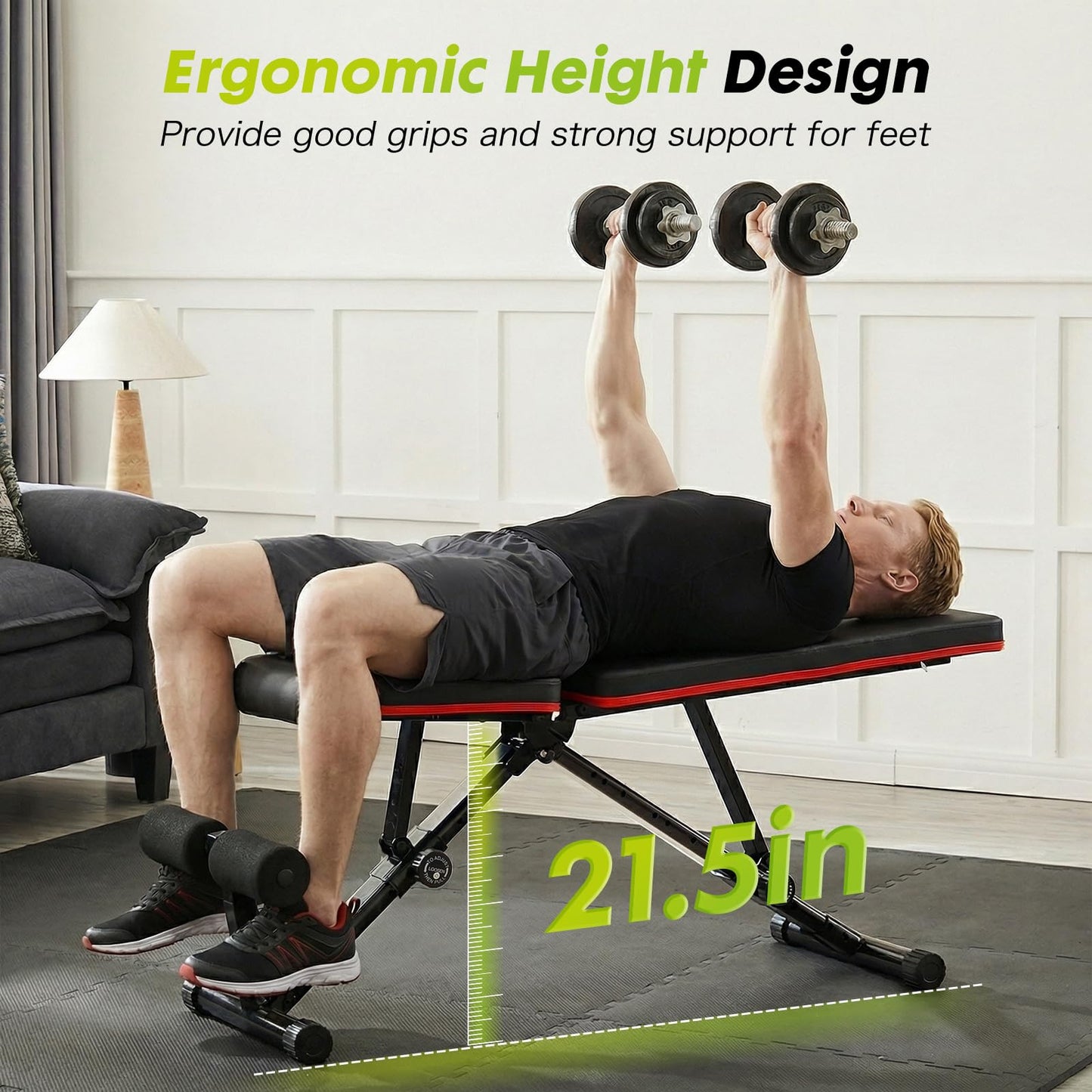 OLIXIS Adjustable Weight Bench for Full Body Strength Training, Foldable Workout Bench with Incline Decline Flat Positions, 795 lbs Capacity Dumbbell Bench for Home Gym, Sit Up and Ab Exercises
