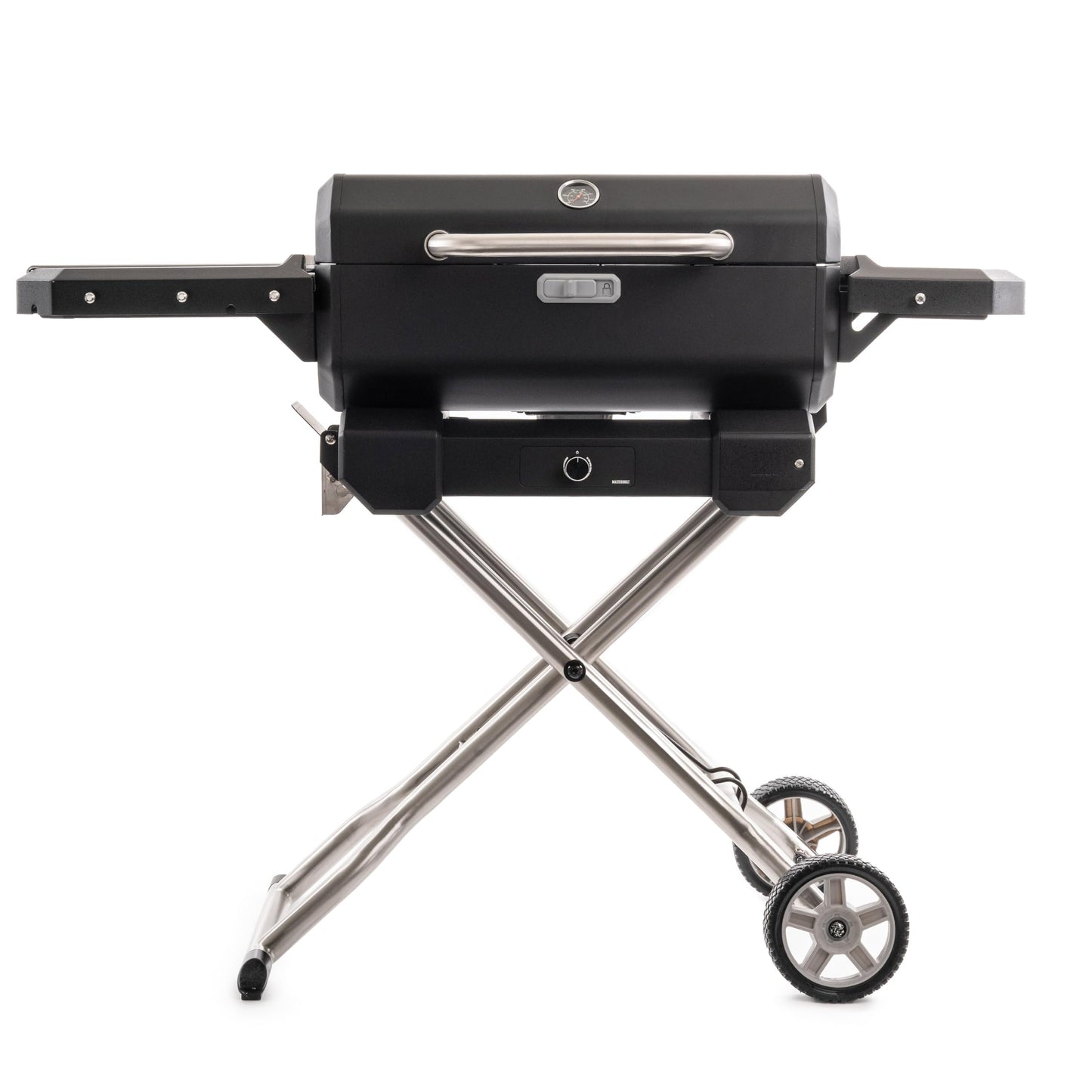 Masterbuilt® Electric Portable Charcoal Grill and Smoker with SteadyTemp Analog Temperature Control, Collapsible Cart and 200 Cooking Square Inches in Black, Model MB20040722
