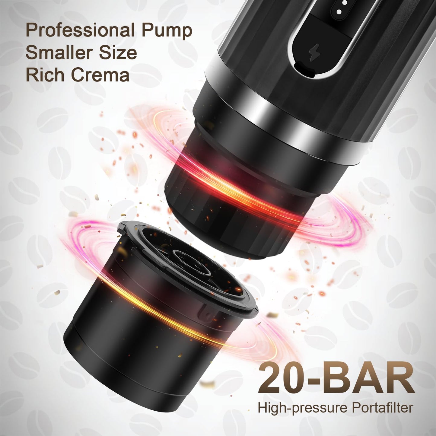 ZEMBSOYA Portable Espresso Machine, Travel Espresso Maker, Car Coffee Maker Self-Heating with USB-C, Compatible with Ground Coffee & Capsules (NS＆DG) for RV, Hiking, Camping, Office