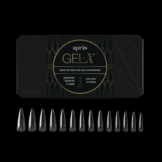 Apres Gel-X® Stiletto Box of Nail Tips | 280 Gel-X Tips, Soft Tips, 14 Sizes 00-9 | Half-sizes Included (Sculpted Stiletto Extra Long, 280 Count)