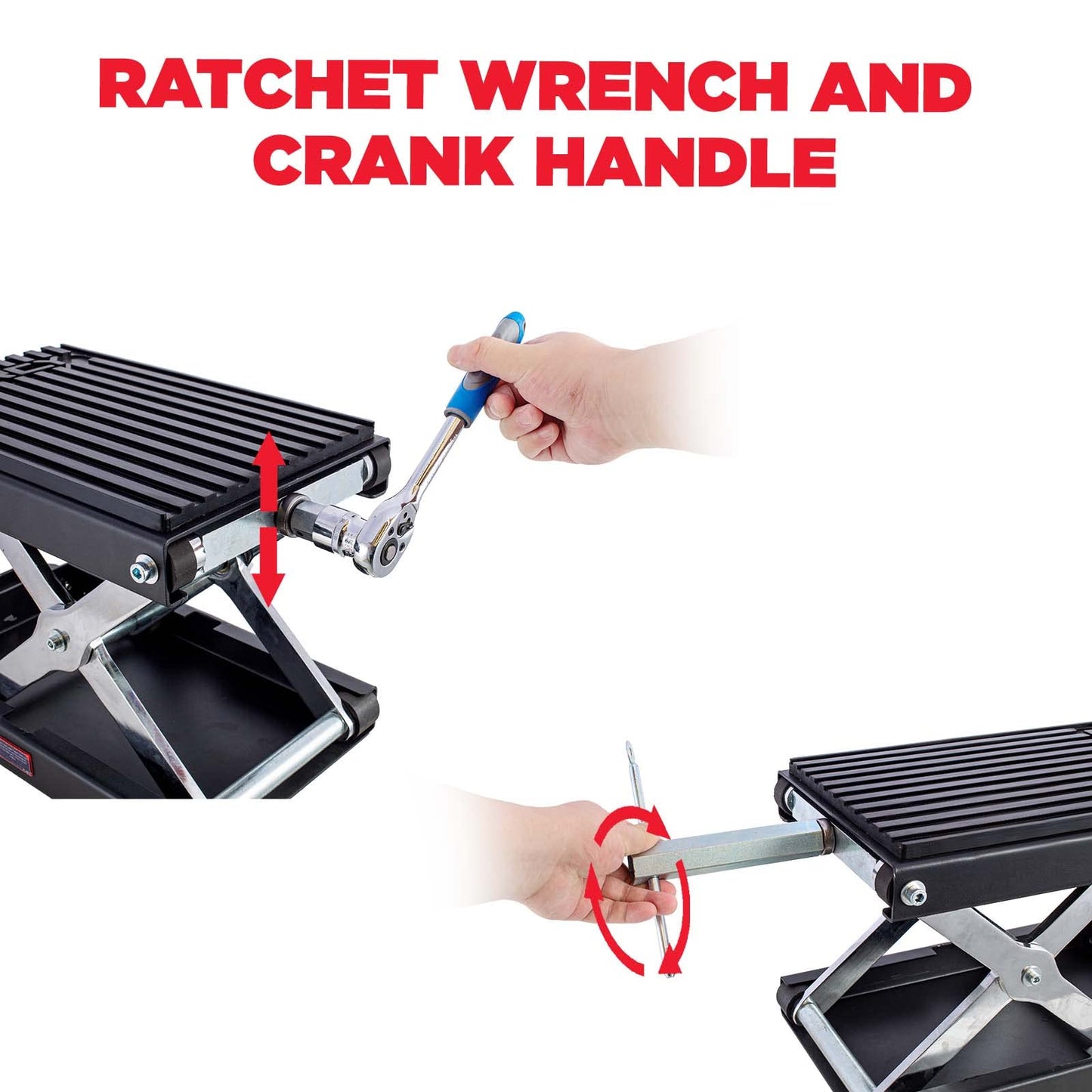 CXRCY 1400 LBS Motorcycle Lift Scissor Jack with Handle,Carbon Steel Upgraded Dirt Bike ATV Steel Motorcycle Hoist Stand with Ratchet Wrench,Crank Handle