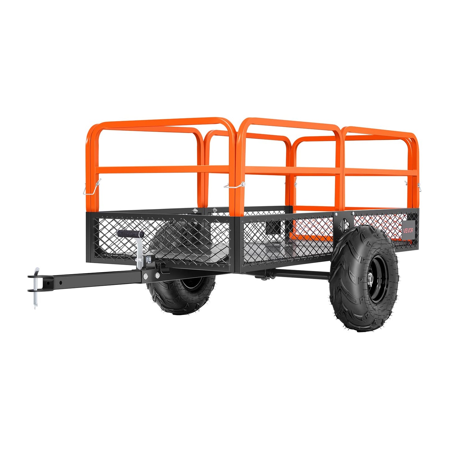 VEVOR 22 Cu.Ft 1600Lbs Steel ATV UTV Trailer Tow Behind Dump Cart, Heavy Duty Pull Behind Utility Dump Trailer for Lawn Mower Trailer Tractor Garden Yard with Removable Rear Panel