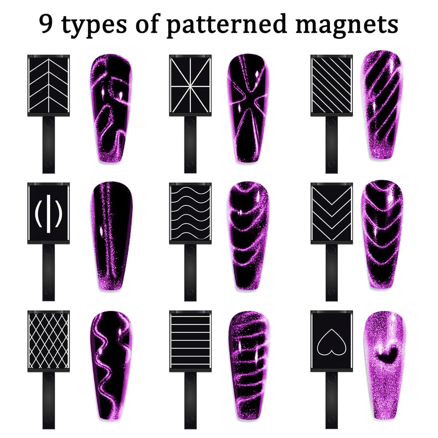 JFIYUOMCI 72Pcs Nail Magnet Tool Set, Cat Eye Gel Nail Polish Magnet Wand, Magnetic Nail Polish, Cat Eye Magnet for Nails, Cat Eye Magnets Tool Nail Design Tools Nail Art Accessories