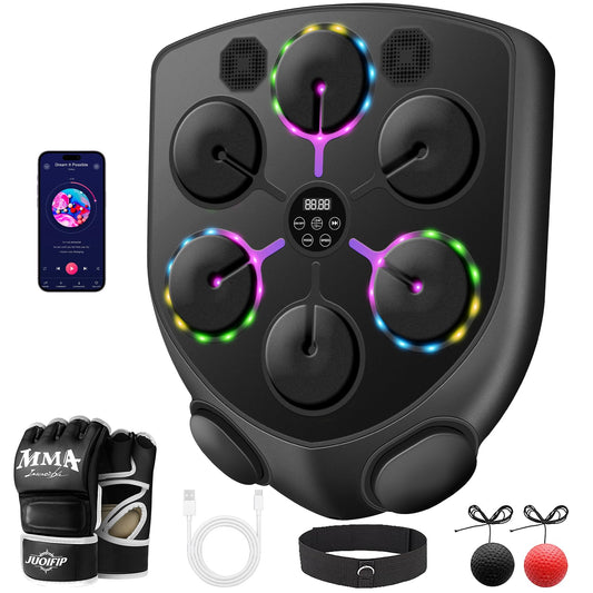 JUOIFIP 2025 Upgraded Version Music Boxing Machine,Smart Boxing Machine for Adults with Gloves,9 Modes & 9 Speeds Wall Mounted Music Punching Machine for Home Gym Office Workout