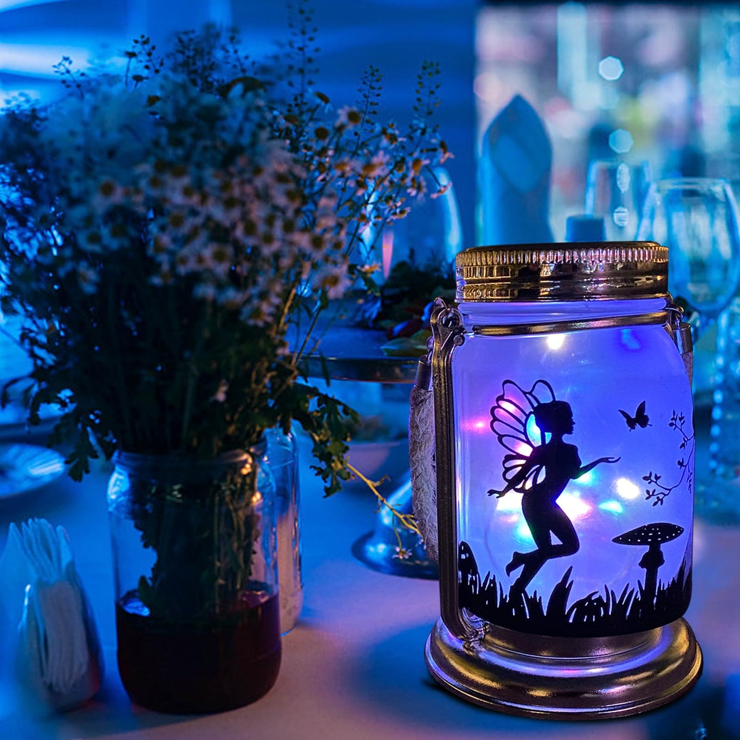ANGMLN 2 Pack Solar Fairy Lantern for Garden Decorations- Gifts for Woman Mom Grandma Mothers Day, Hanging Lantern Glass Jar for Home Yard Patio Lawn Party Decor