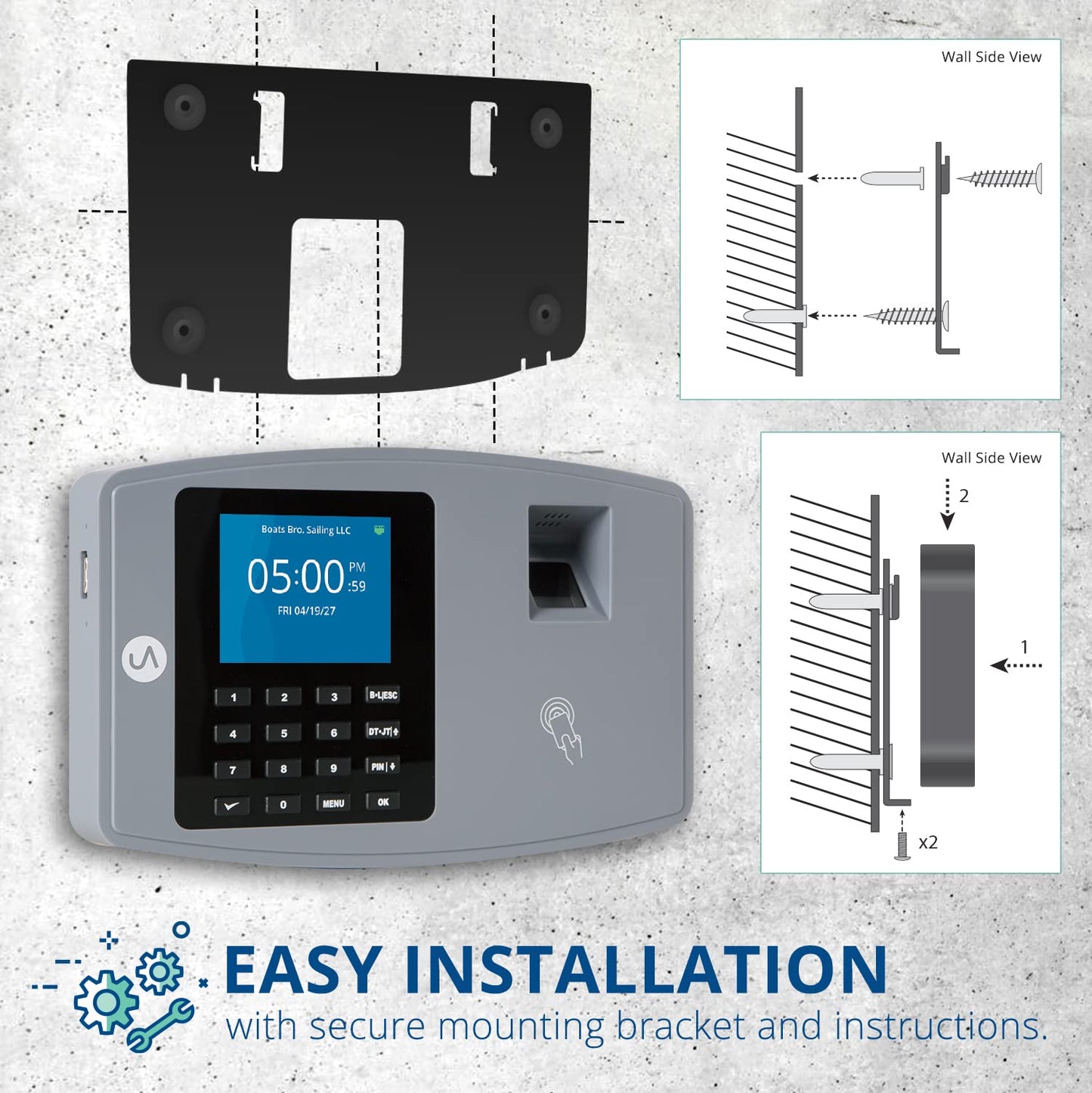 uAttend BN6000 Biometric Time Clock System for Small Business with Cloud-Based Employee Timecards