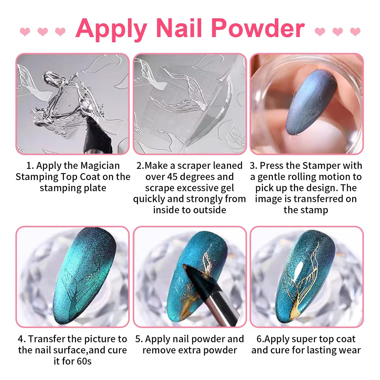 TWOEIGHT Nail Stamp Gel 8Pcs French Tip Nail Stamp Kit with Black White Color Stamper Gel Polish,Stamping Top Coat,Nail Stamping Templates, Scrapers, Silicone Stamper,Brush,4 Colors Chrome Nail Powder