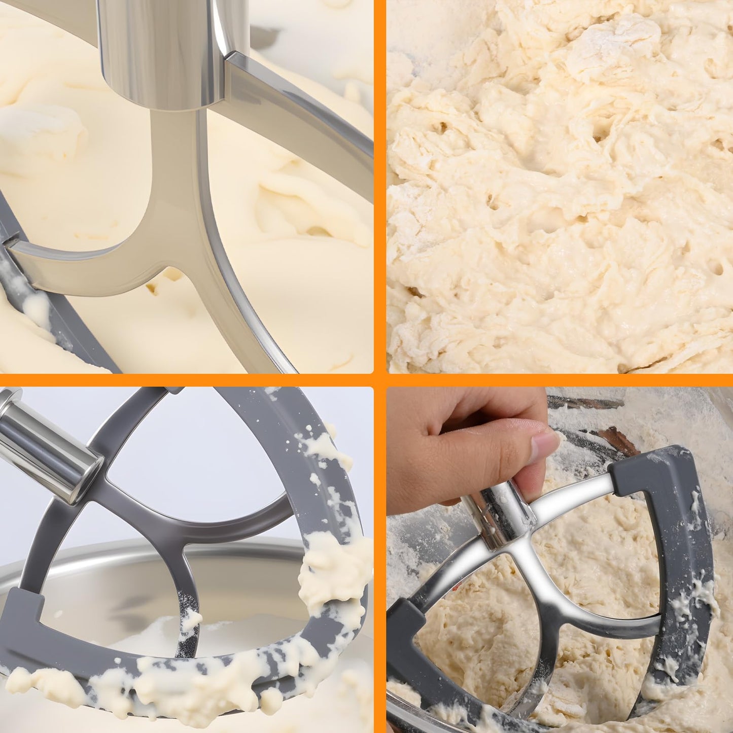 Stainless Steel Flex Edge Beater and Pouring Shield (Only for Stainless Steel Bowl) Compatible with KitchenAid 4.5-5QT Tilt Head, Paddle Attachment with Silicone Edges Mixer Accessories Attachments