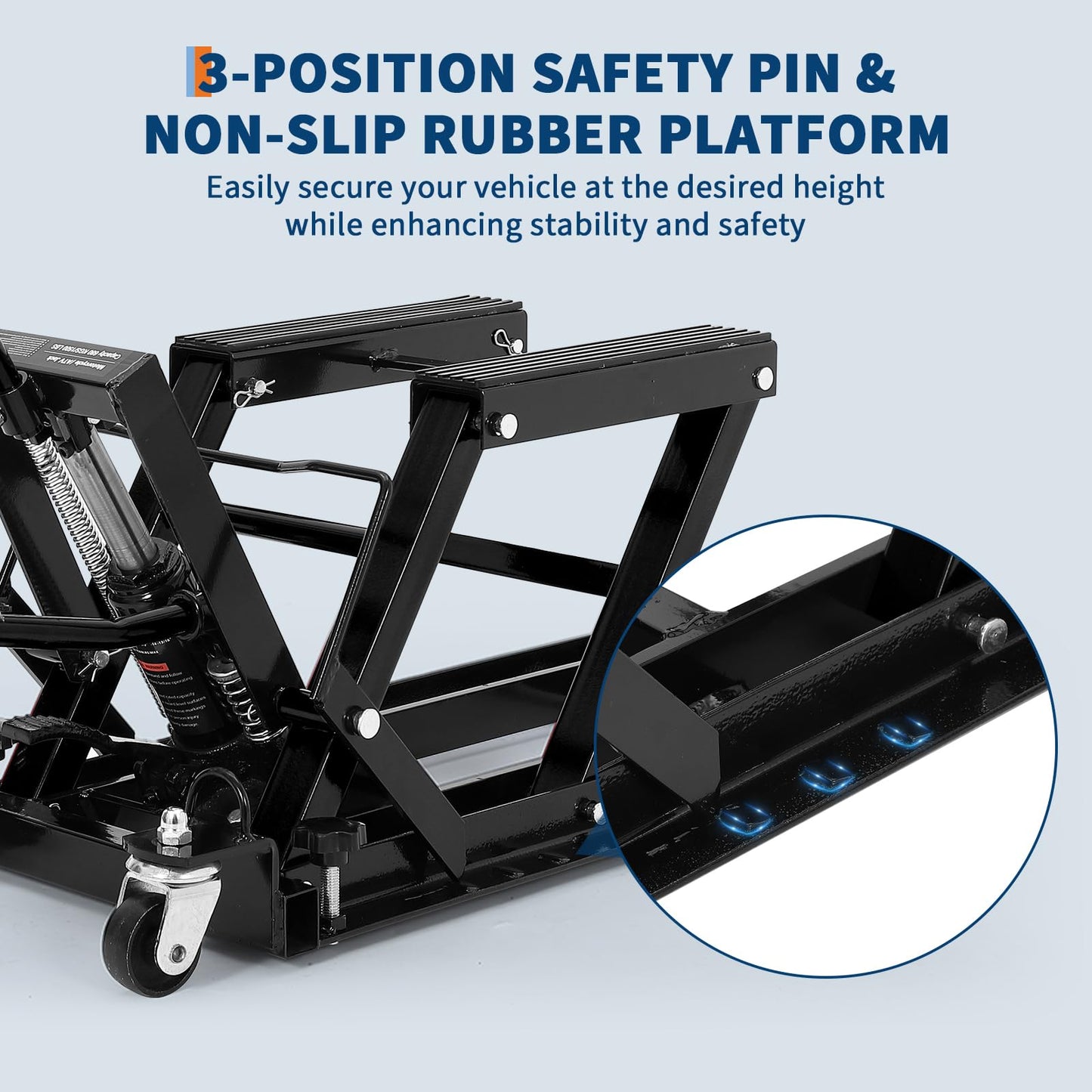 Hydraulic Motorcycle Lift Jack 1500LBS Capacity Heavy Duty ATV Scissor Lift Jack Portable Motorcycle Lift Table with 4 Wheels Hydraulic Foot-Operated Hoist Stand for ATV UTV Powersports,Black