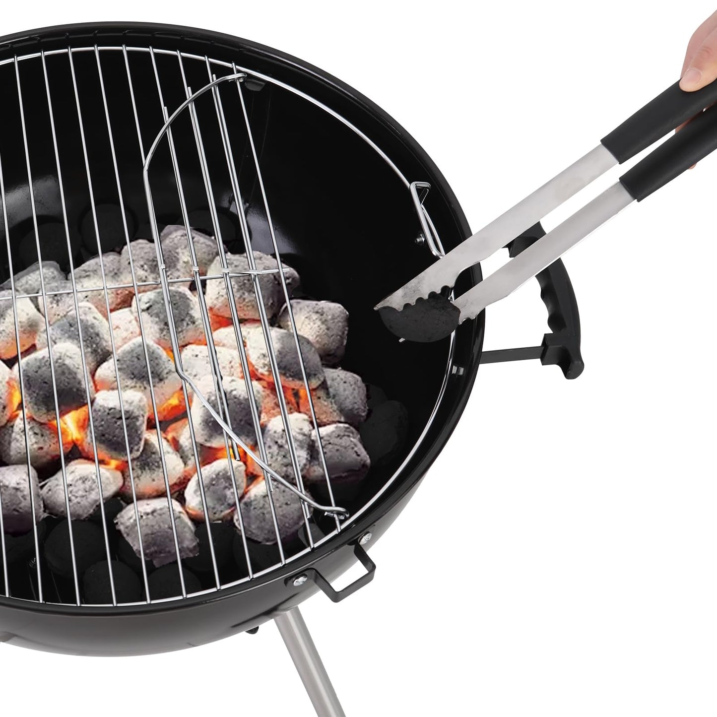 GREEN PARTY 22 inch Kettle Charcoal BBQ Grill with Wheels, Portable Charcoal Grill with Porcelain-Enameled Lid & Ash Catcher for Outdoor Cooking Barbecue Camping Picnics Tailgating, Black