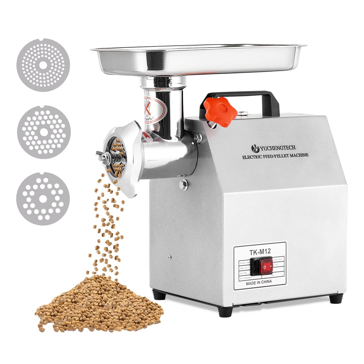 YUCHENGTECH Comercial Electric Animal Feed Pellet Machine Pet Food Pellet Machine 1500W for Commercial Mass Production Dog Cat Bird Feed with 3mm/5mm/7mm Molds 110V