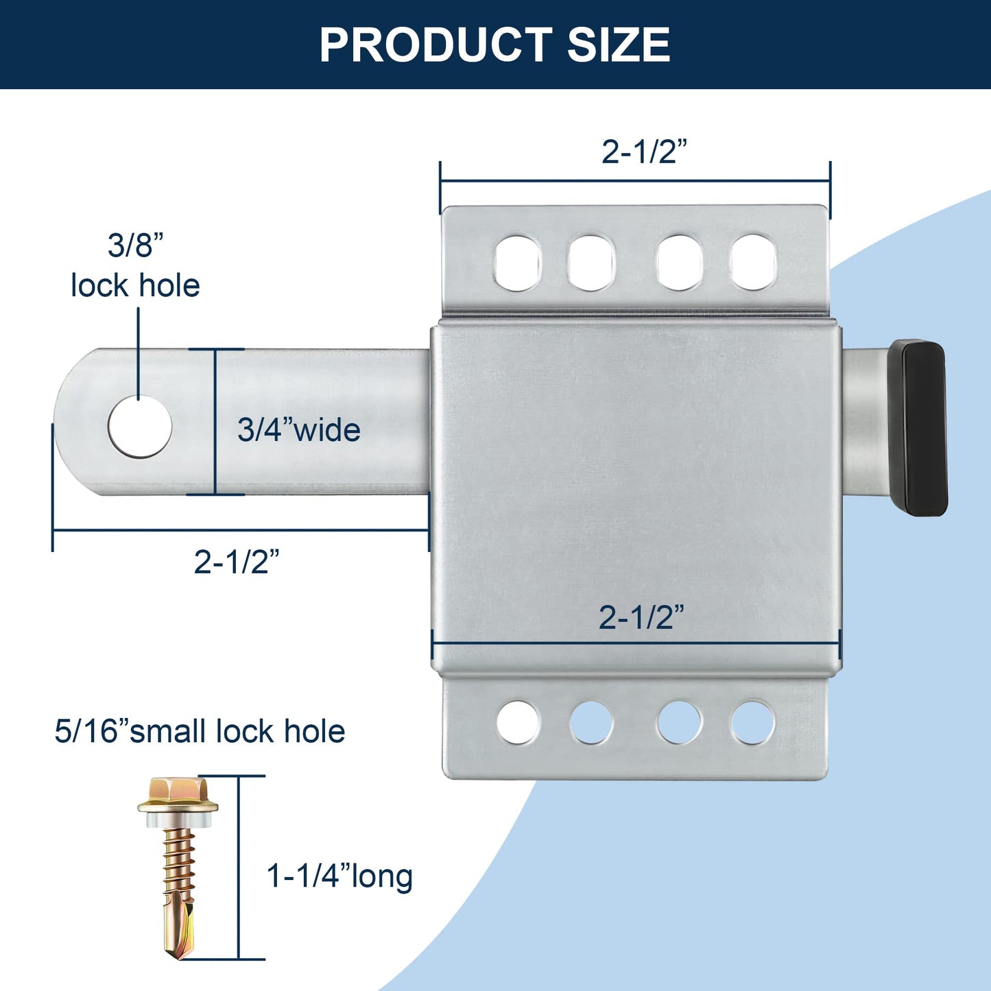 8 Pack Garage Door Side Lock with Self Tapping Screws, Heavy Duty Inside Deadlock Dual Side Lock Part, Galvanized Steel, for Door Security Slide Latch Assembly Replacement, Black PVC Handle Cover