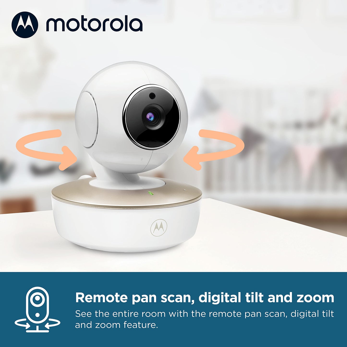 Motorola Nursery VM50G HD Wireless 2-Camera Video Baby Monitor, 5" Screen, 1000ft Range, 2-Way Audio, Pan/Tilt/Zoom, Split Screen, Night Vision