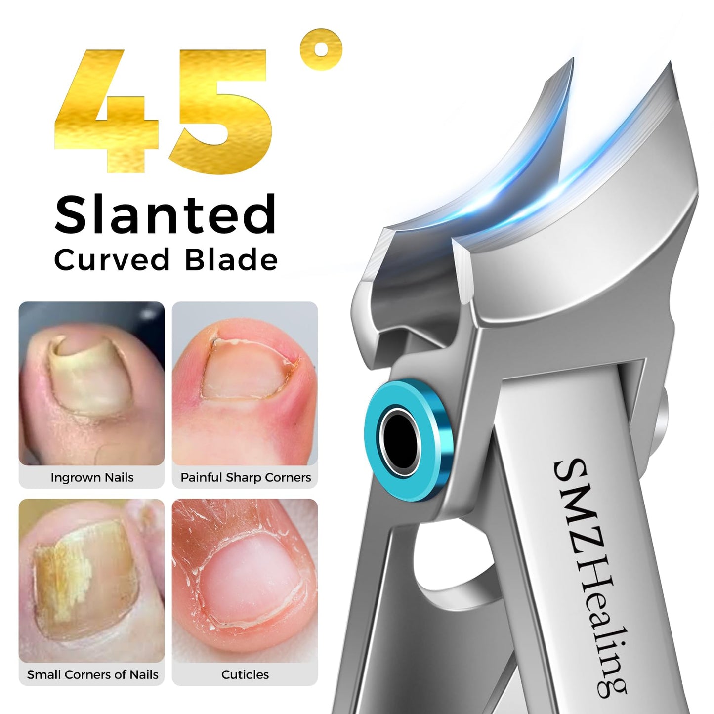 Toenail Clippers for Seniors Thick Toenails, 2026 Angled Head Heavy Duty Large Toe Nail Clippers for Men, Very Sharp Slanted Curved Blade Toenail Clippers 4PCS Set