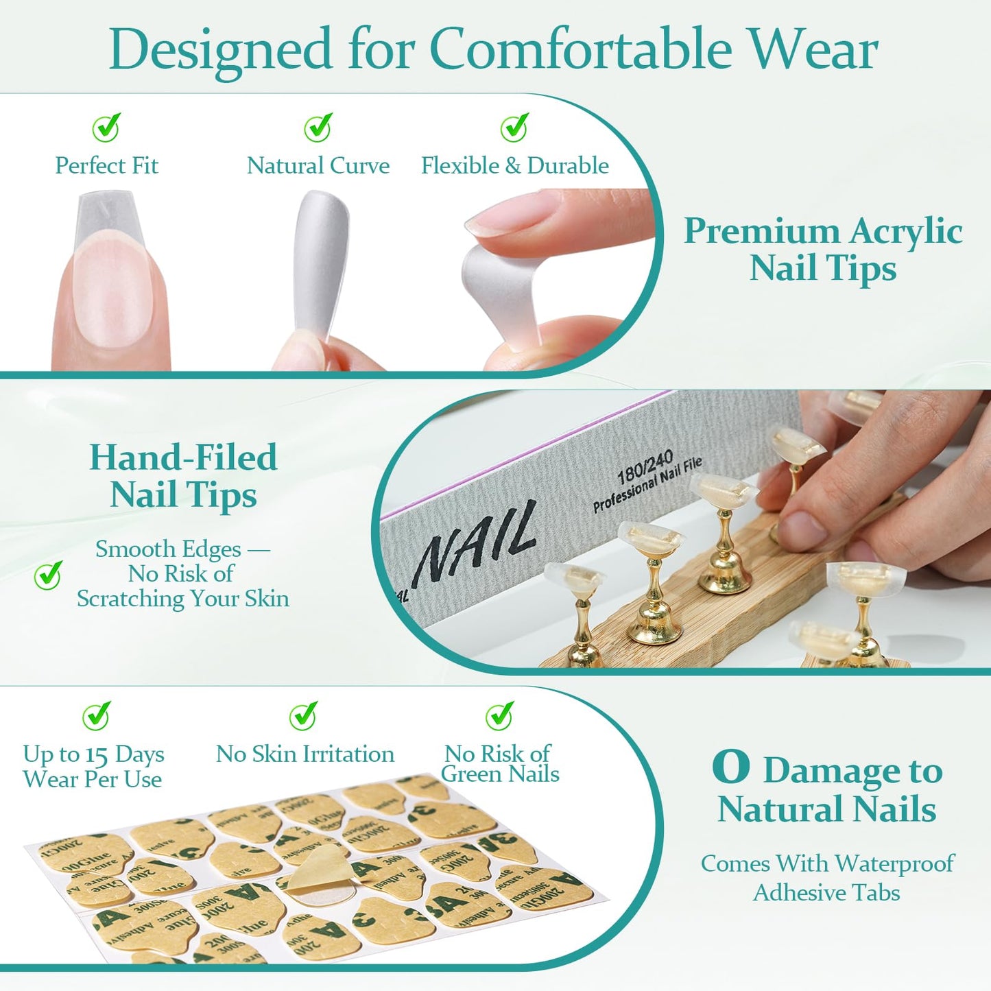 French Tip Press On Nails Short Almond,MOKAYIMO White French Nail Press Ons,10Pcs Handmade Custom-Sized Acrylic False Nails Kit,Natural Look,Salon Quality,Long Lasting,Size M