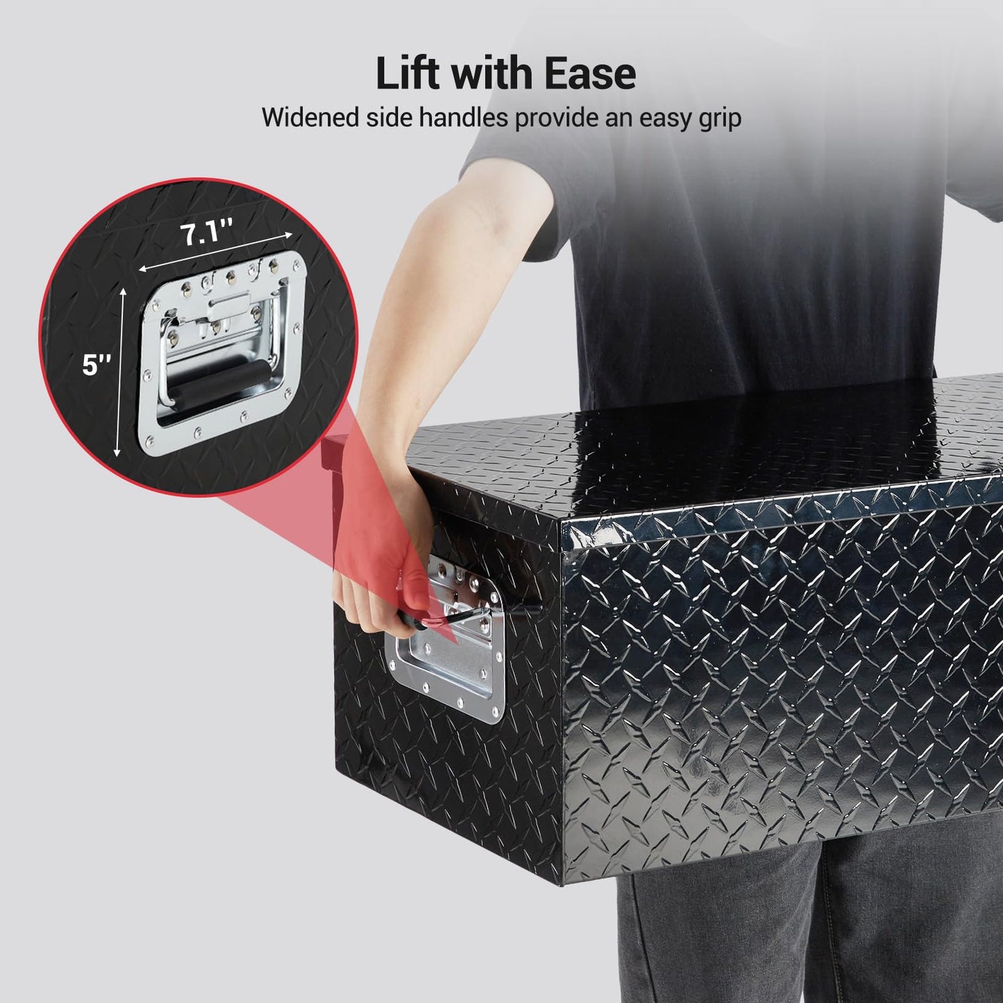 GarveeTech 39 Inch Aluminum Truck Tool Box, Truck Bed Storage Box with Security Lock and Wider Handles, Heavy Duty Waterproof Tool Box Organizer Chest for Pick Up Truck Rv Trailer - Black