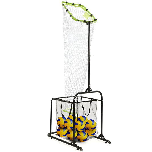 Volleyball Setter Training Equipment Volleyball Setting Trainer Setter Net with 2 Target Hoop Size 5 Angle and Height Adjustments Ball Collection Bag
