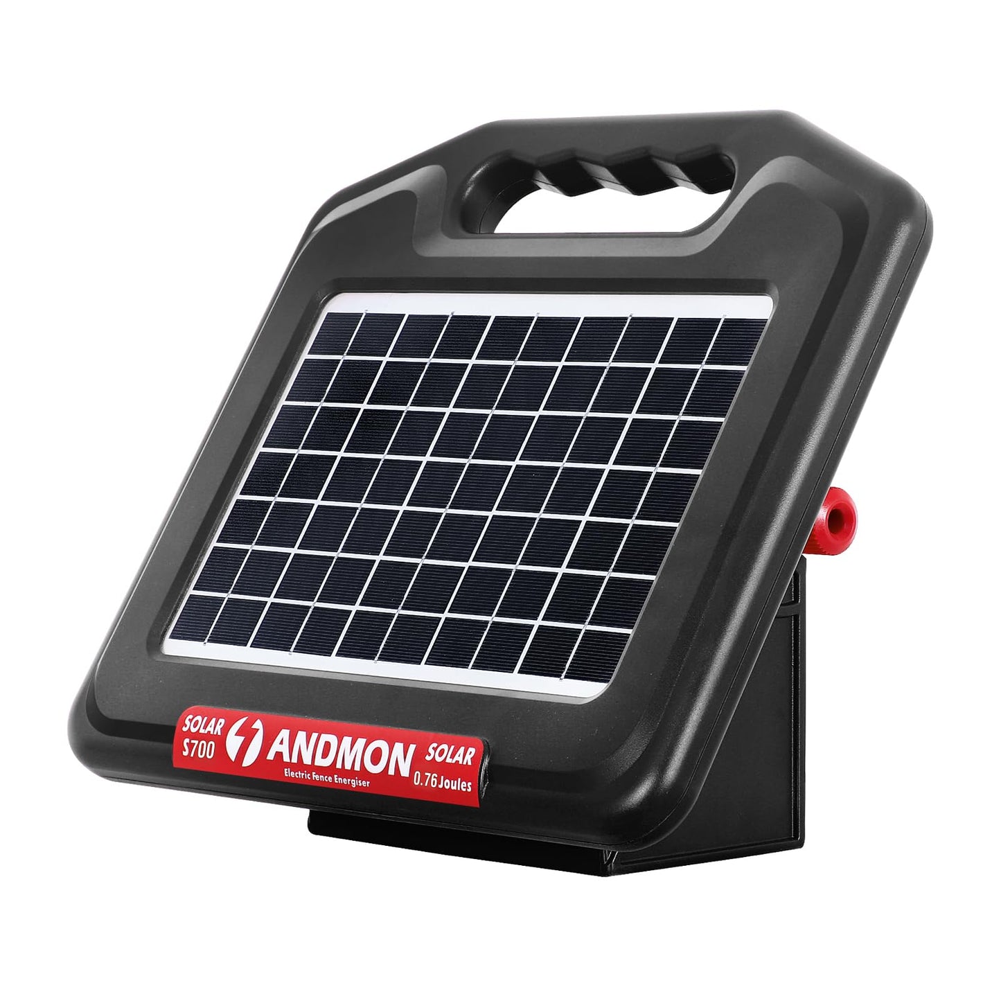 ANDMON S700 35 Miles Solar Fence Charger, 0.76 Joule Solar Electric Fence Charger for Livestock, Horses, Cattle Sheep, Solar Powered Electric Fence with Dual Input, Easy Installation