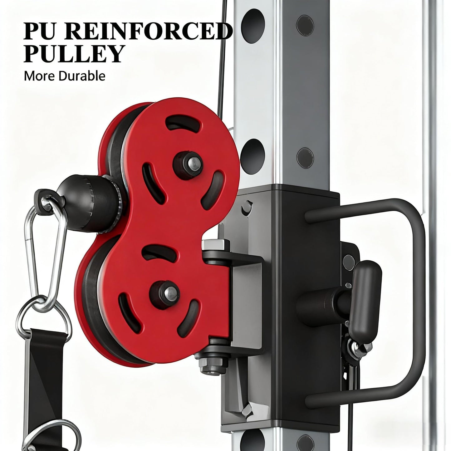 Smith Machine Power Rack, 2200 LB Capacity, Multi-Functional Home Gym LAT Pulldown & Cable Crossover, t-Bar Row, Leg Anchor, Full Body Strength Trainer, Red& Black