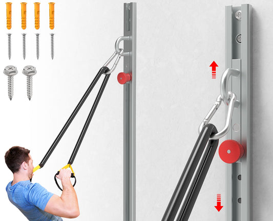 Adjustable Resistance Band Anchor Workout System - Wall Mount Pulley Anchor for Physical Therapy, Warmups, and Athletic Training