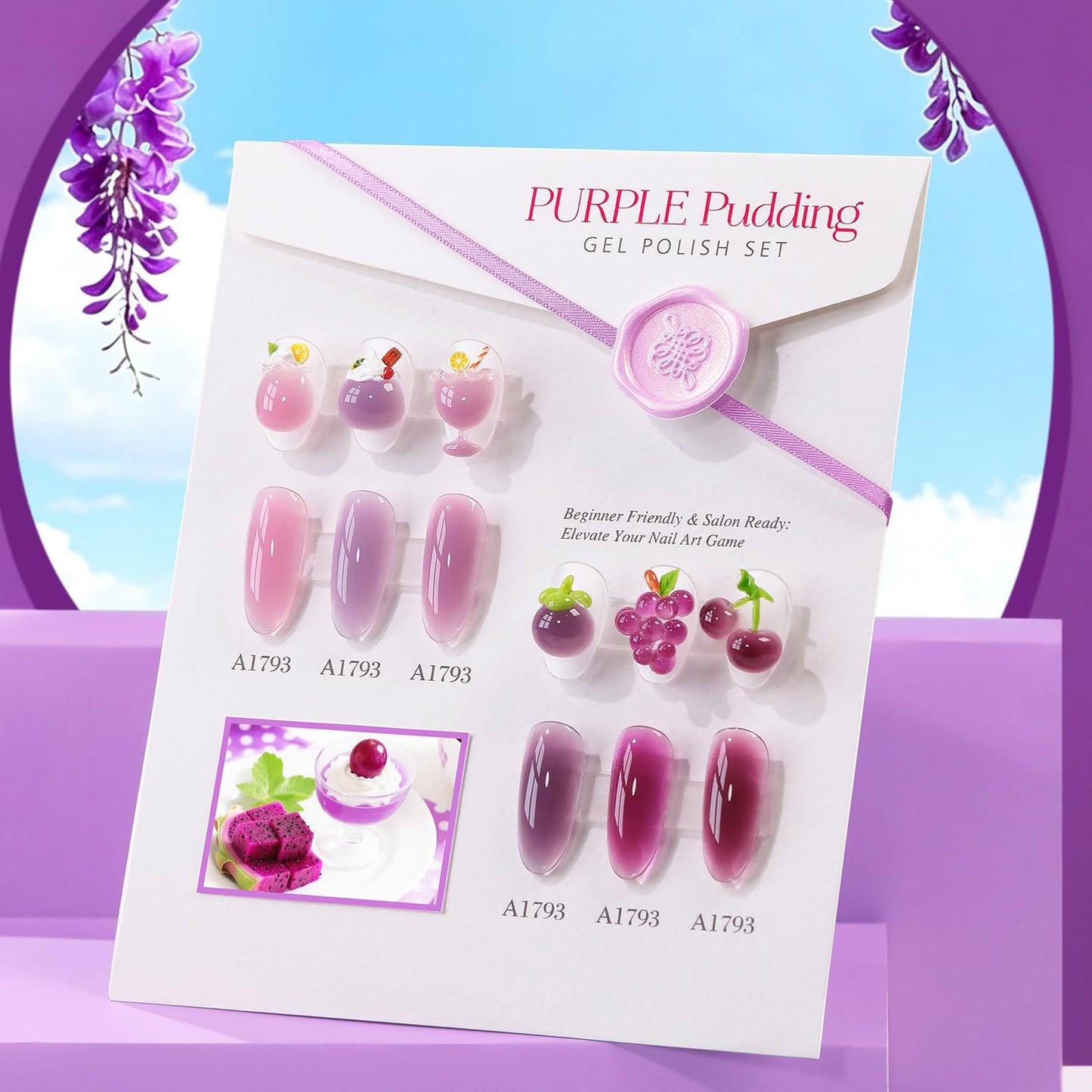 Double Rhythm 6 Pcs 15 ML Gel Polish Set Same Color Same Bottle Soak Off Gel Polish Kit Nail Art Manicure Salon DIY at Home for Women (Jelly Plum Purple Lavender- T6-98)
