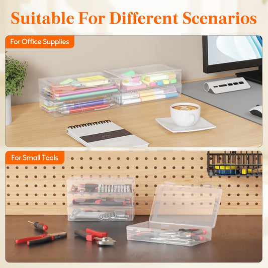 Lifewit Plastic Pencil Box with Snap-tight Lid, Large Capacity Hard Pencil Case, Craft organizer for Art Supply,Office, 4 Pack