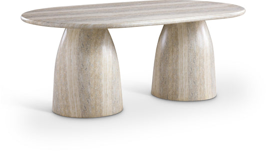 Meridian Furniture 702Travertine-T Cosenza Collection Art Deco 78" Indoor/Outdoor Concrete Dining Table with Travertine Finish, 78" W x 44.5" D x 30" H