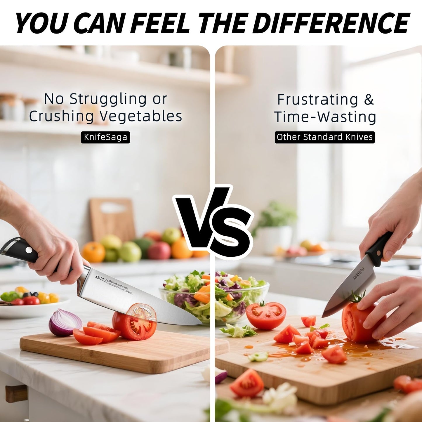 KnifeSaga Knife Set with Block, Japanese 15 PCS Ultra Sharp Ktichen Knives Set, High Carbon Stainless Steel Knife Block Set with Sharpener, Professional Knives with Ergonomic Handle for Home Chefs