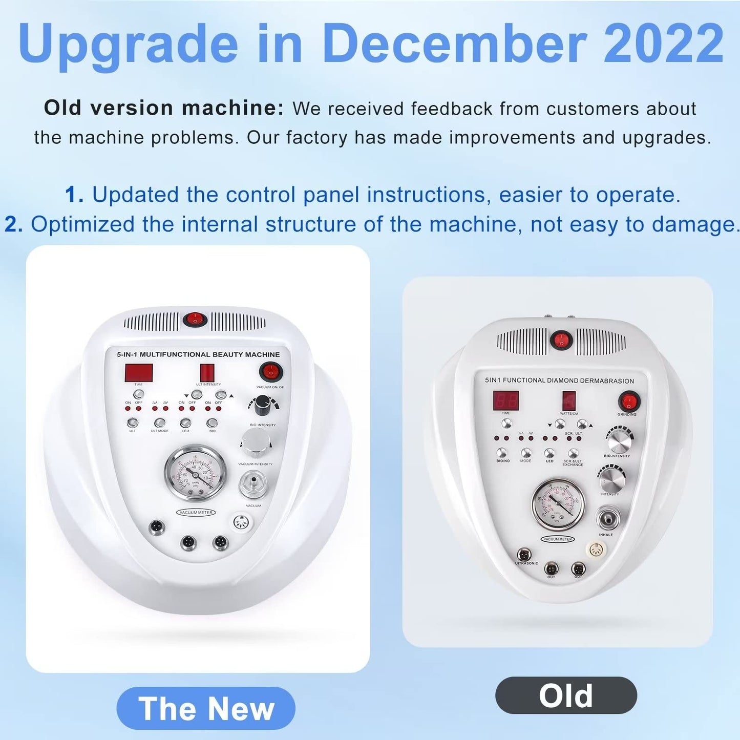 5 in 1 Micro Diamondermabrasion Machine, Mcwdoit Facial Machine 68cmhg Professional Home Use Skin Care