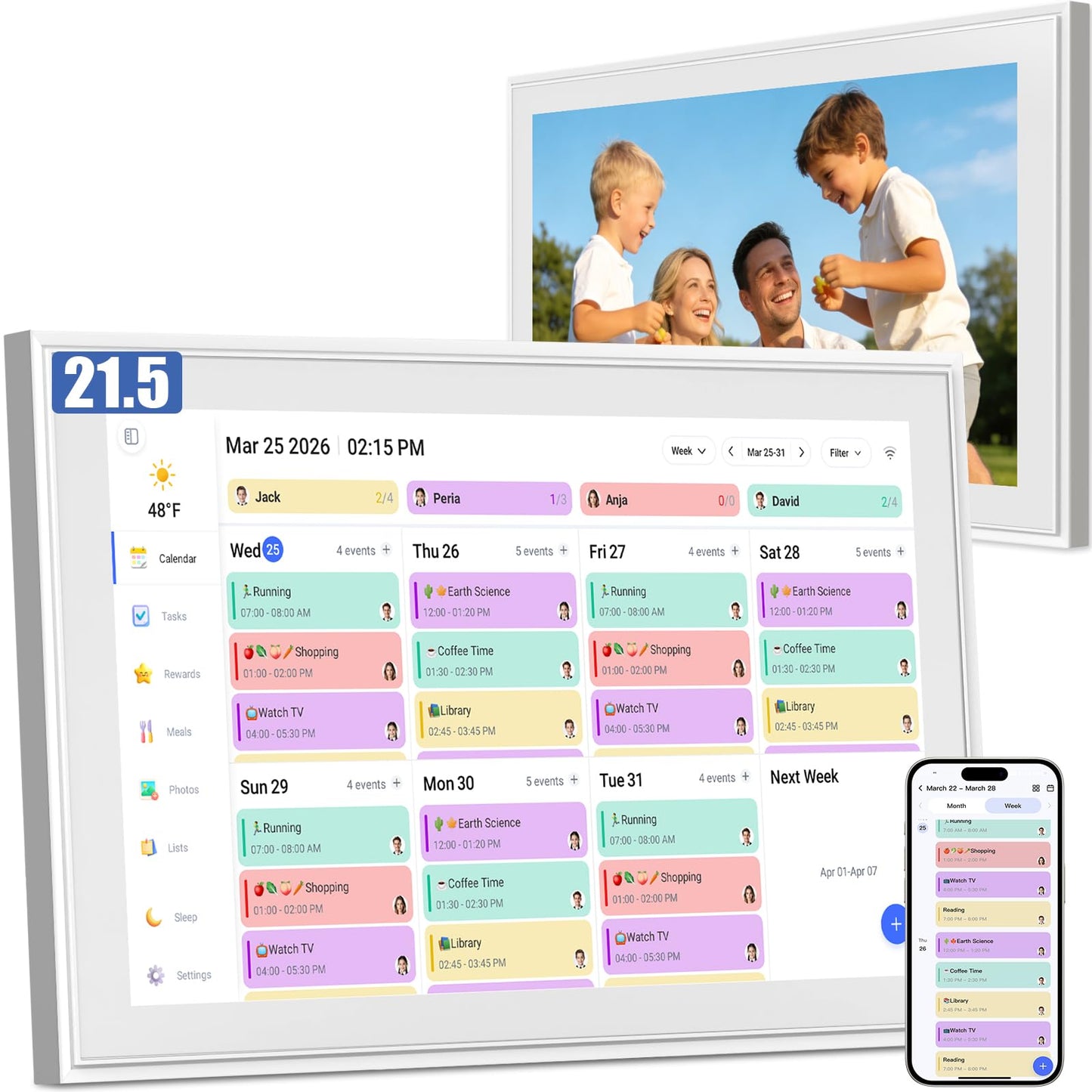 LiviNGPAi 21.5 Inch Digital Calendar Chore Chart with 1080P Full HD Touchscreen Smart Family Planner Digital Wall Calendar with WiFi Sync for Home and Office