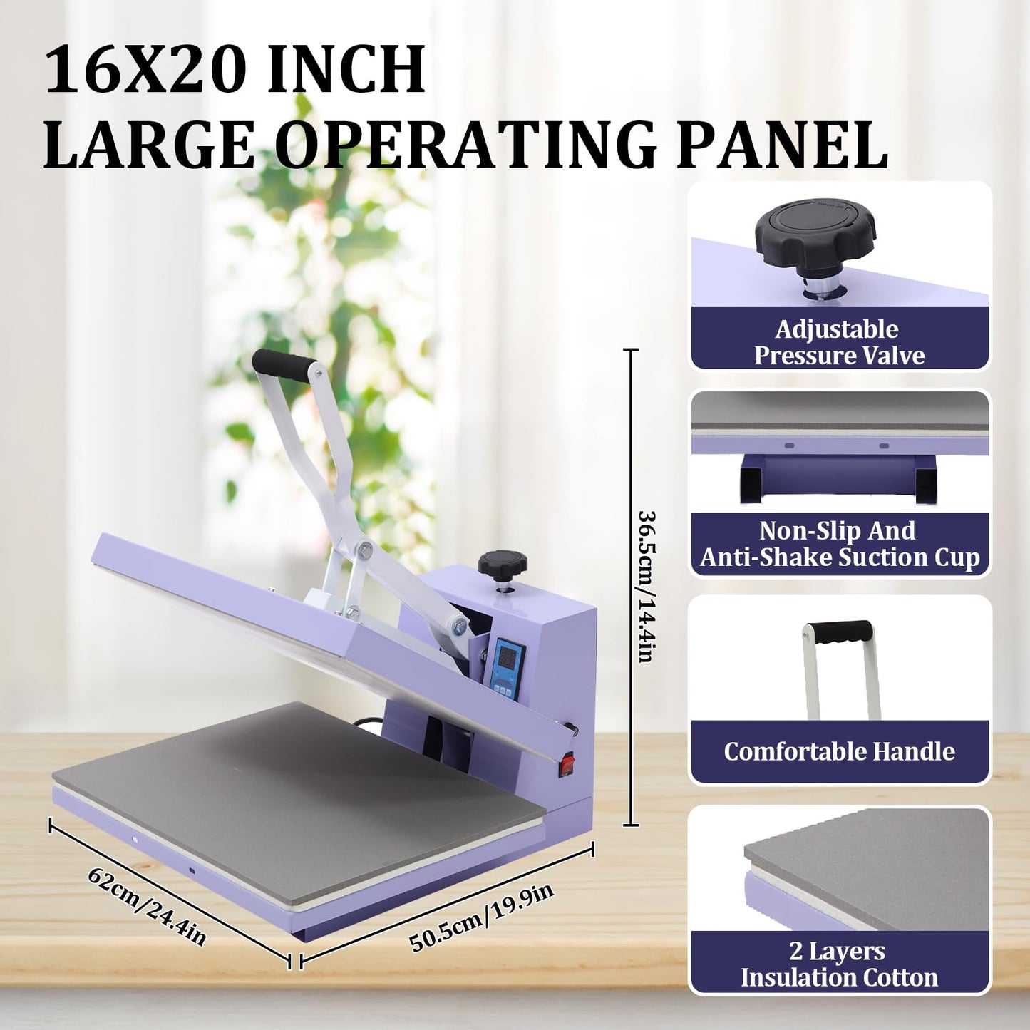 16x20 Inch Slide Out Heat Press Machine, Shirt Heat Press Machine with Digital Display & 2 Layer Insulation Cotton, Sublimation Printer, DTF Transfers, Temp Control, for T Shirts Pillows Bags & DIY