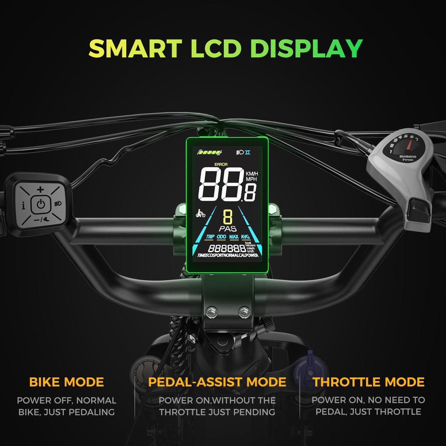 Aipas F3 Electric Bike for Adults with 1500W Motor Peak,48V 12.8Wh Removable Battery Max 62 Miles 28MPH,20" x 3.0 Fat Tire Folding Electric Bike with 7-Speed and Full Suspension with Front Basket