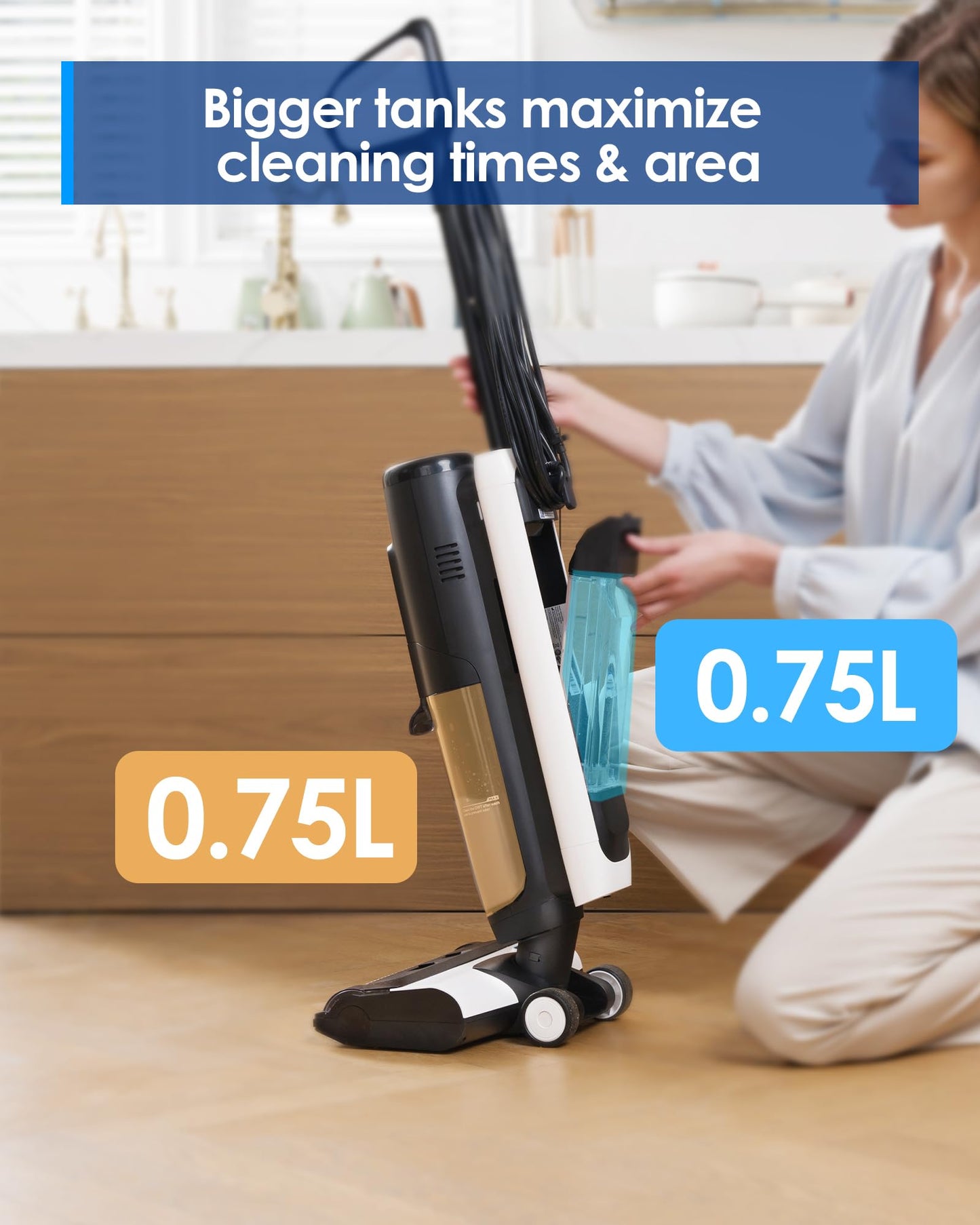Tineco iFLOOR 5 Steam Wet Dry Vacuum All-in-one, Steam Mop Hardwood Floor Cleaner Great for Sticky Messes, 248℉ High-Temp Steam, Self-Cleaning with steam