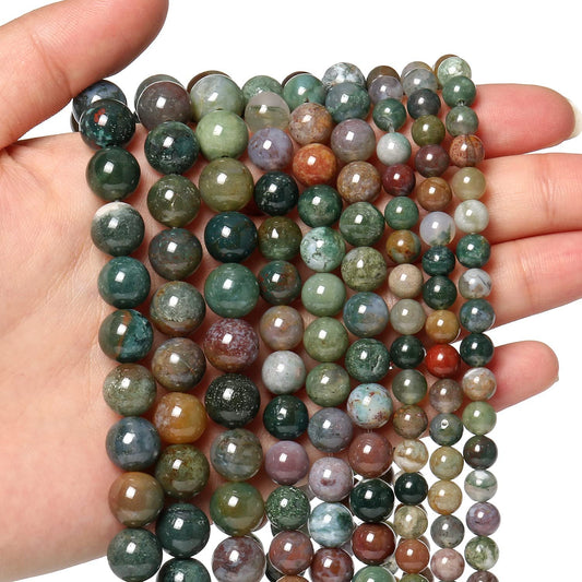 About 45pcs 8mm Natural Stone Beads Indian Agate Beads Energy Crystal Healing Power Gemstone for Jewelry Making, DIY Bracelet Necklace