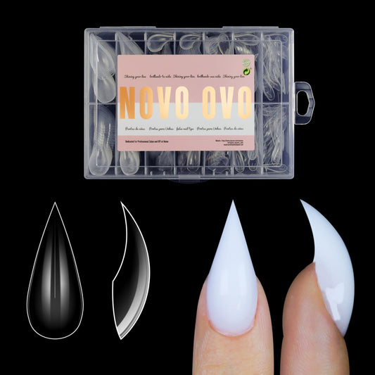 NOVO OVO Halloween Cat Claw Short Curved Stiletto Nail Dual Forms for Poly Gel Extension of 3D Eagle Hawk Curve Sculptural Acrylic Nails, Reusable Full Cover Molds Nail Art Design 280 Pcs 14 sizes