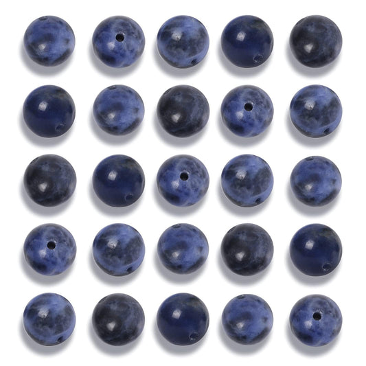 NITOPUPU 100Pcs 8mm Natural Smooth Old Sodalite Gemstone Beads Round Loose Stone Beads for Jewerly Making with Crystal Stretch Cord