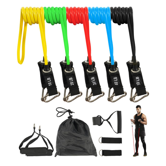 Fitvids Resistance Bands Set 150lb | 5 Exercise Bands with Handles, Ankle Straps, Door Anchor, Travel Storage Bag for Home Gym Strength Training, Full Body Workout for Men Women Beginners & Advanced