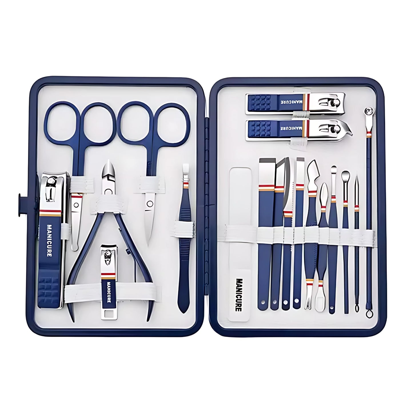 Nail Clippers Set - 19 Piece Manicure & Pedicure Kit, Stainless Steel Fingernail & Toenail Tools with Luxurious Travel Case for Men & Women