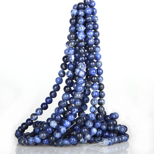 ICAI Beads 10mm Natural Sodalite Stone Round Loose Stone Beads for Jewelry Making DIY Crafts Design 1 Strand 15" APPR.34-36pcs