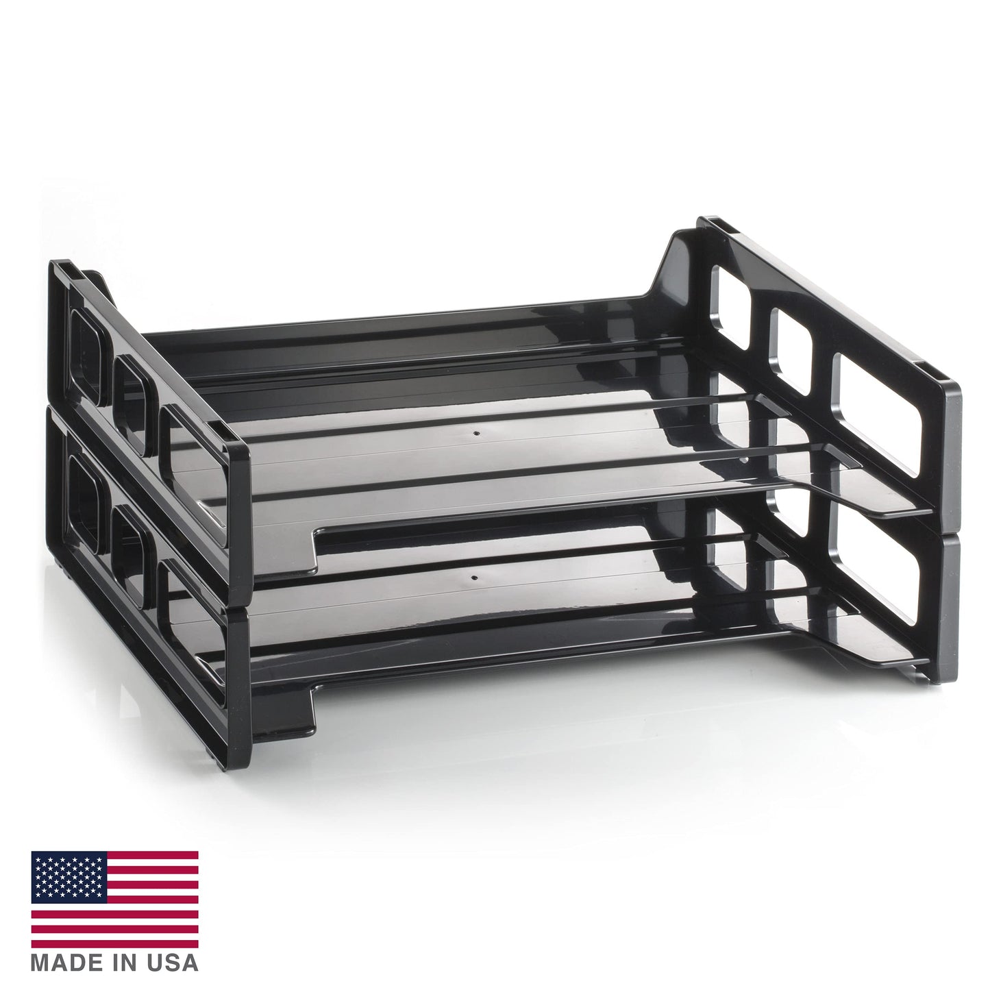Officemate 26054 Recycled Desk Tray, Side Load,9 x 16 1/4 x 5, Legal, Black, 2/PK (OIC26054)