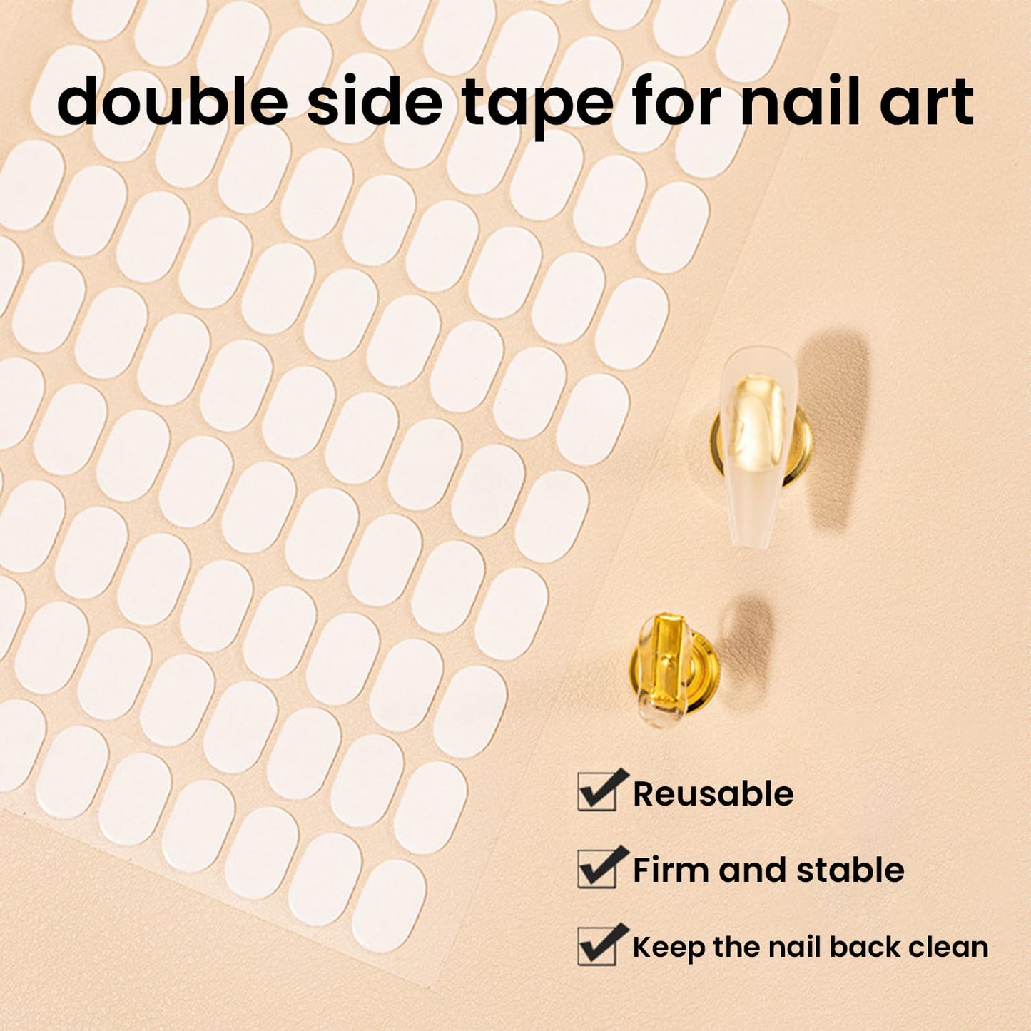 ESUOHYM 1696 Double Sided Tape for Press On Nails Stand holder Sticky Tabs Nail Art Accessories Nail Display Tape Clear False Tip Adhesive Tape for Practice Design DIY Home Salon